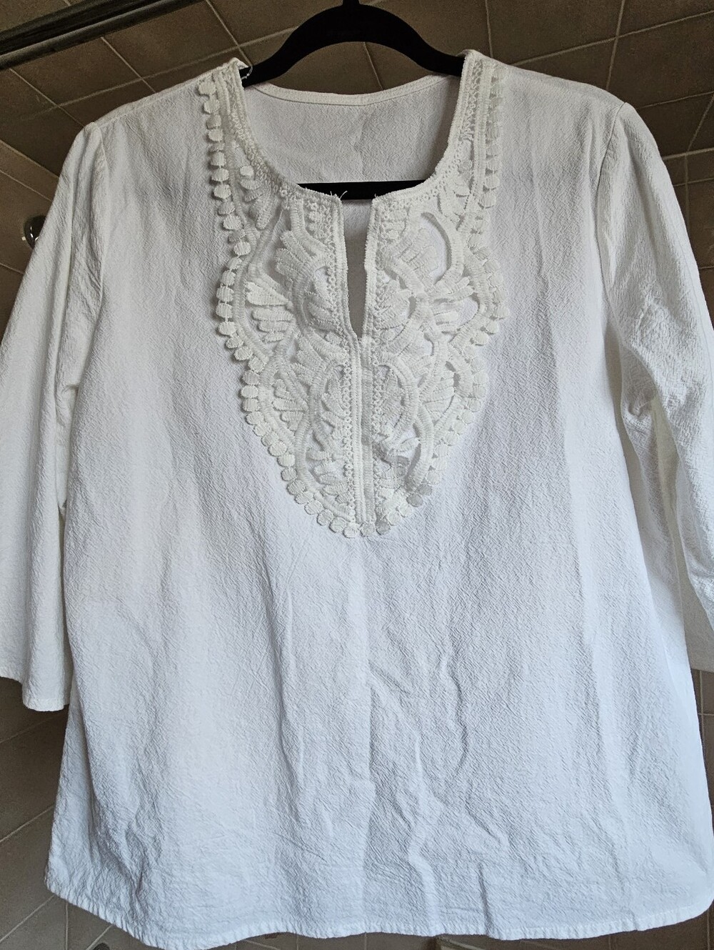 White Embroidered Women's Tunic Top Size Small